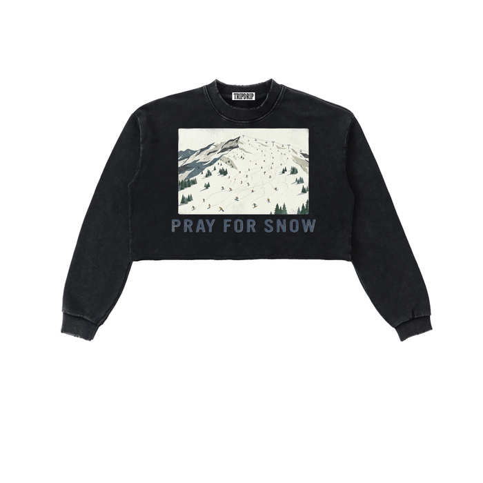 PRAY FOR SNOW CROPPED SWEATSHIRT