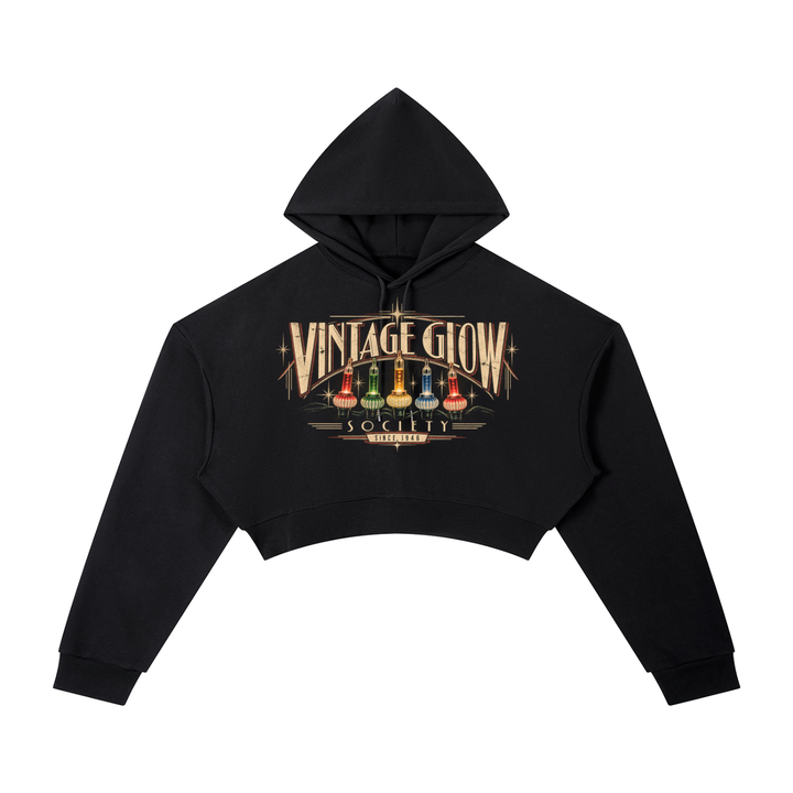 VINTAGE GLOW SOCIETY CROP HOODIE