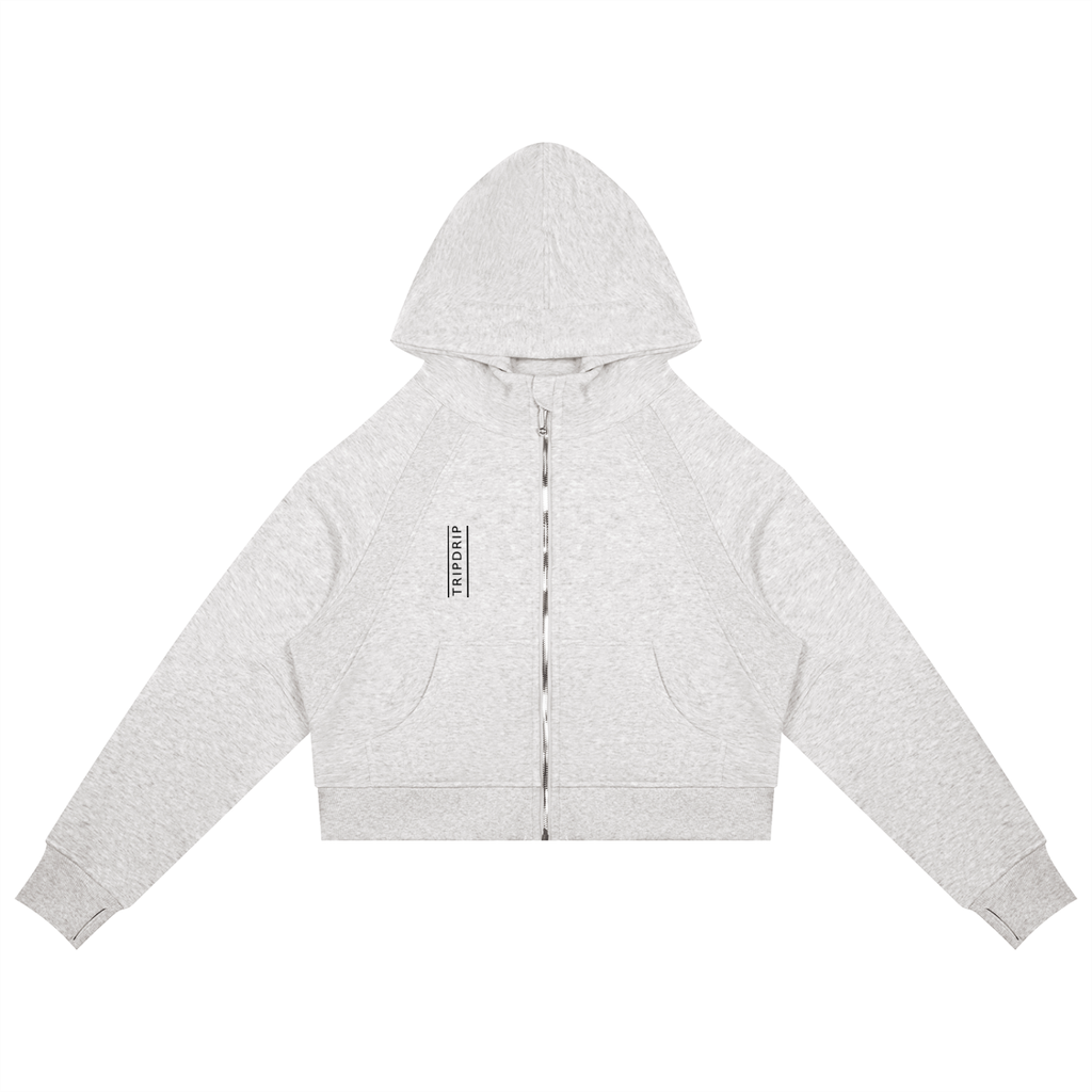 THE JET-SETTER CROPPED ZIP-THROUGH HOODIE
