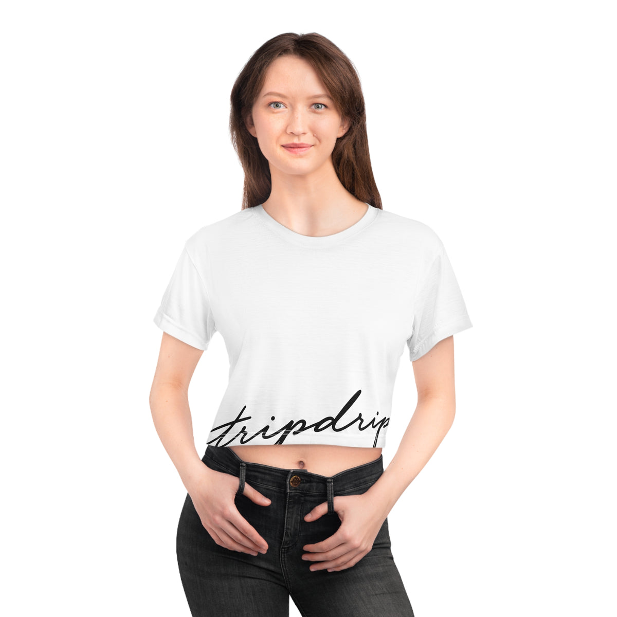 Crop Tee — Minimal Script "strindrip" Cropped T-Shirt