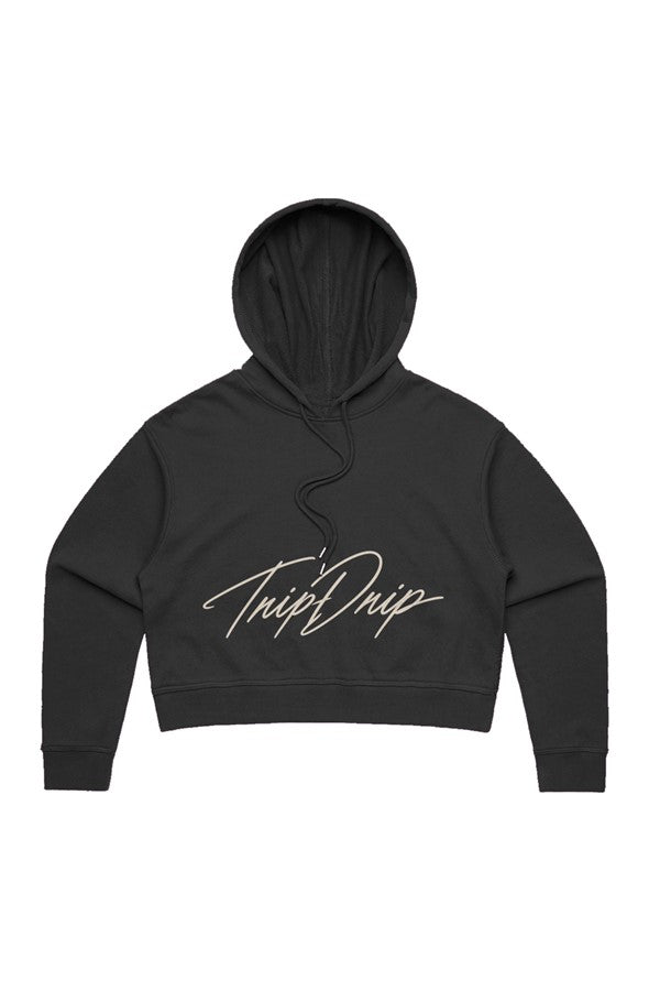 Priority Boarding Crop Hoodie Black