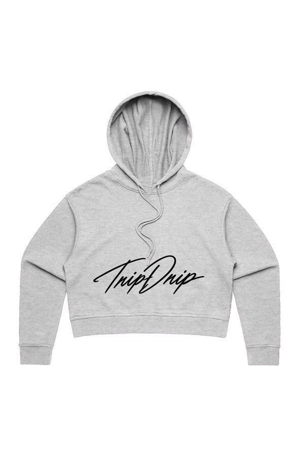 Priority Boarding Crop Hoodie Gray