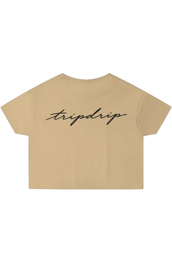 The Penthouse Crop Tee White Vintage White Gold Latte