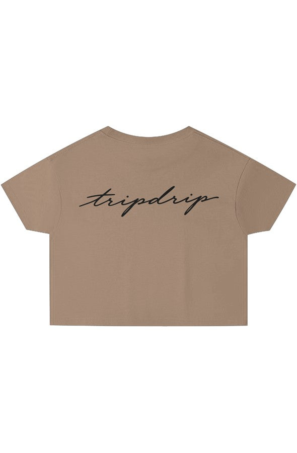 The Penthouse Crop Tee White Vintage White Gold Latte