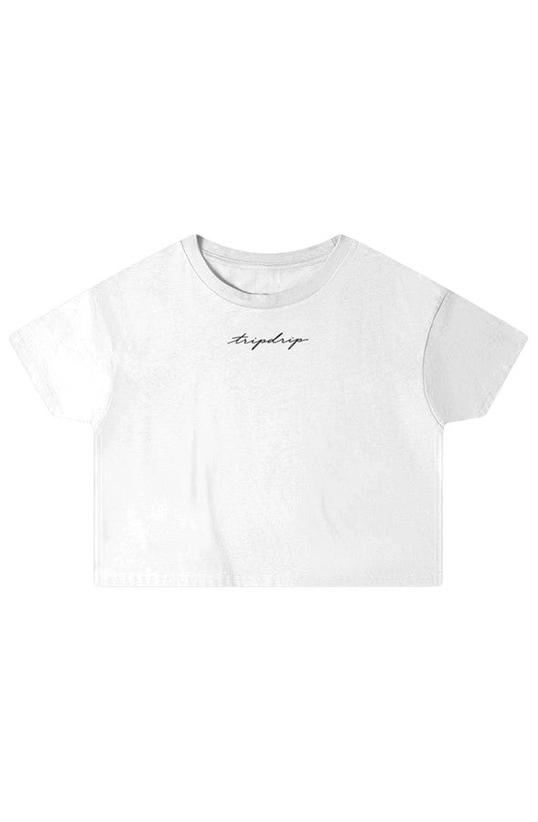The Penthouse Crop Tee White Vintage White Gold Latte