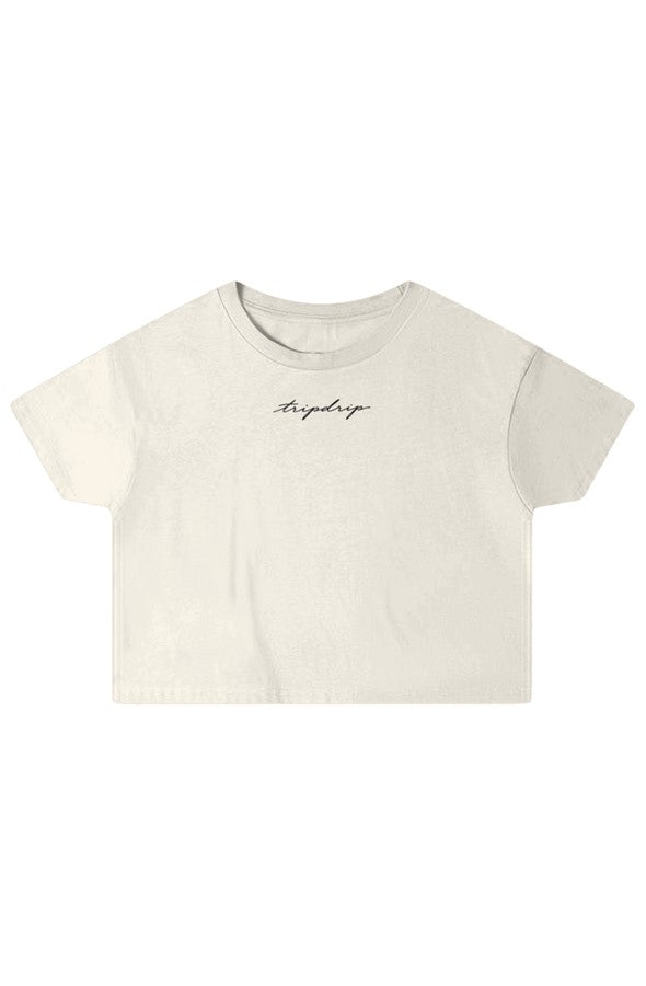 The Penthouse Crop Tee White Vintage White Gold Latte