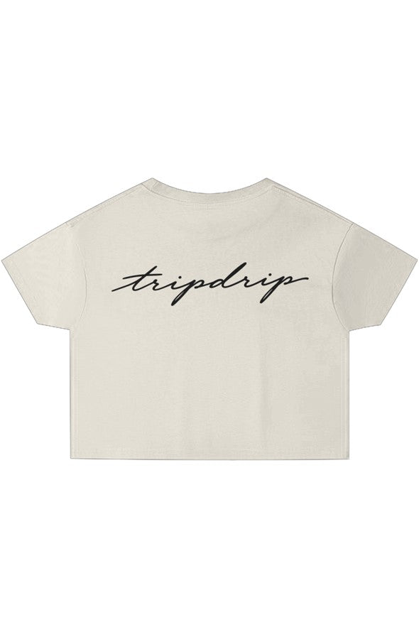 The Penthouse Crop Tee White Vintage White Gold Latte