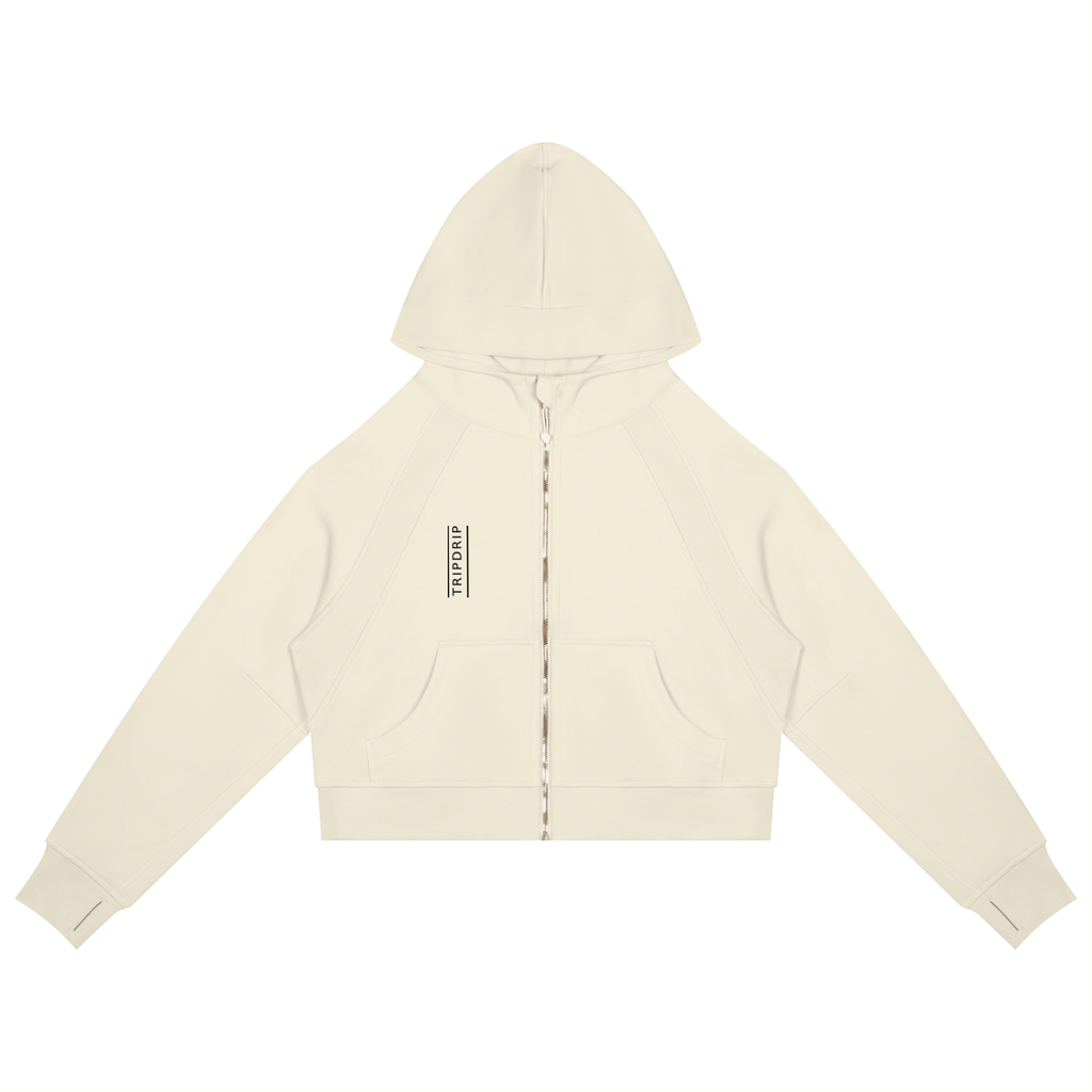 THE JET-SETTER CROPPED ZIP-THROUGH HOODIE