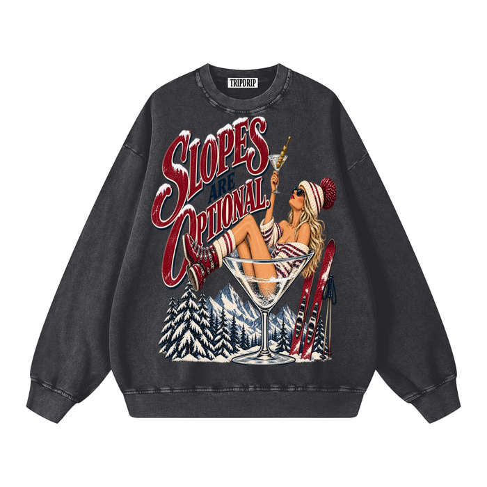 SLOPES ARE OPTIONAL OVERSIZED SWEATSHIRT