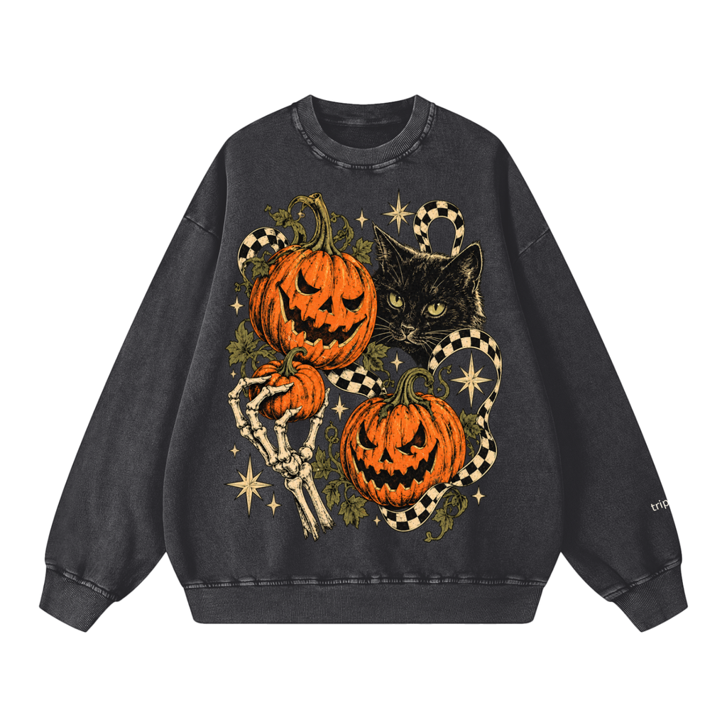 PUMPKIN AFTER DARK STONEWASH OVERSIZED SWEATSHIRT.